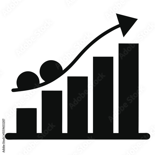 financial chart vector, success graph icon, business growth silhouette, upward arrow line art, market increase symbol

