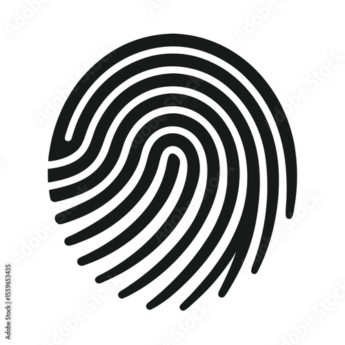 fingerprint vector, biometric ID icon, security scan silhouette, personal identity line art, digital fingerprint symbol

