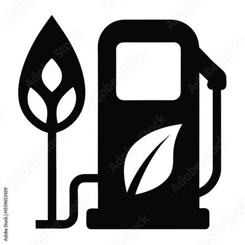 eco fuel pump vector, green energy icon, leaf fuel silhouette, bio gas station line art, eco-friendly fuel symbol

