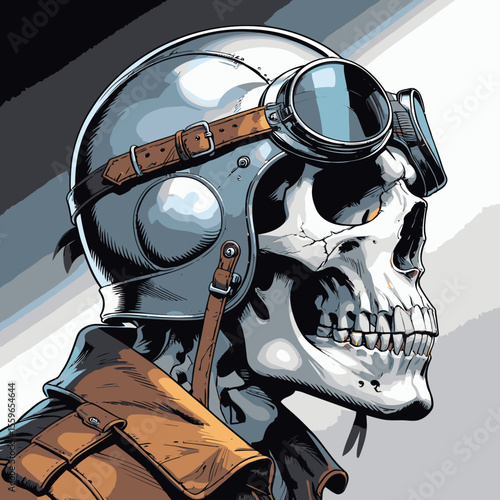 illustration of a skull wearing an aviator and flying goggles
