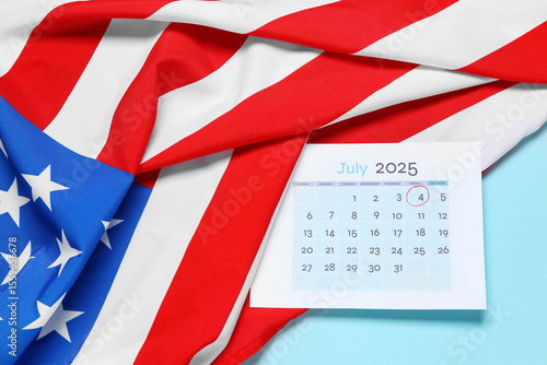 USA flag and calendar with ...
