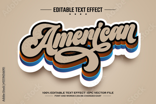 American 3D editable text effect template