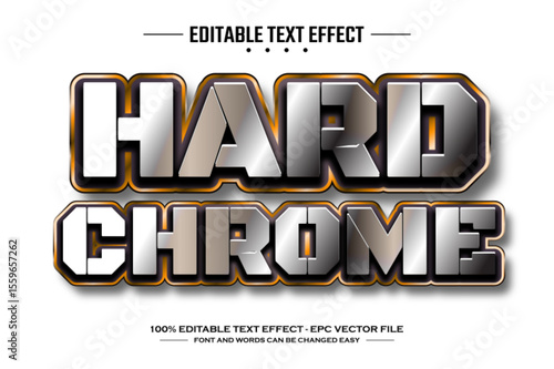 Hard chrome 3D editable text effect template