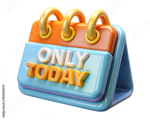 3d stylized calendar with only today text isolated on transparent background