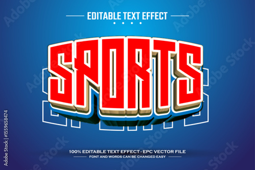 Sports red 3D editable text effect template