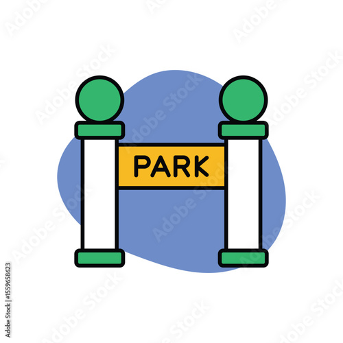 Park Entrance Icon vector stock illustration