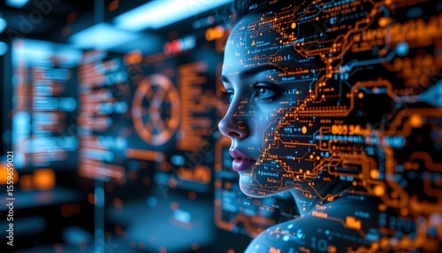 gene sequencing visualized as a futuristic heads up display (hud) interface.