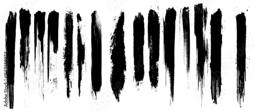 Permanent marker lines for underlining and highlight. Black marker stroke collection. 