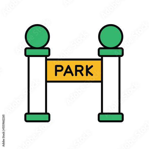 Park Entrance Icon vector stock illustration