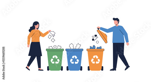 Recycling concept vector illustration: flat style art for environmental awareness and eco-friendly design