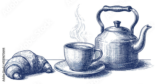 Vintage tea time vector illustration: perfect for cafe decor and menu design