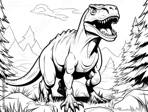 dinosaur in the forest coloring pages