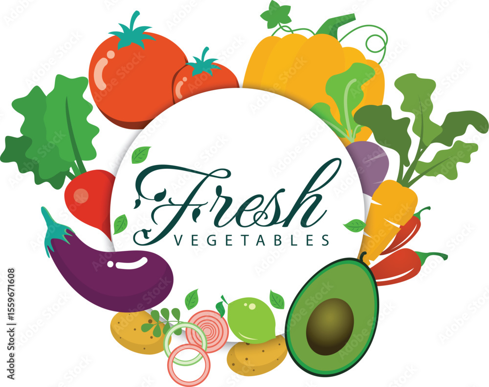 Fresh vegetables various icons and vector bundle set. Fresh vegetables various icons and vector bundle set.
