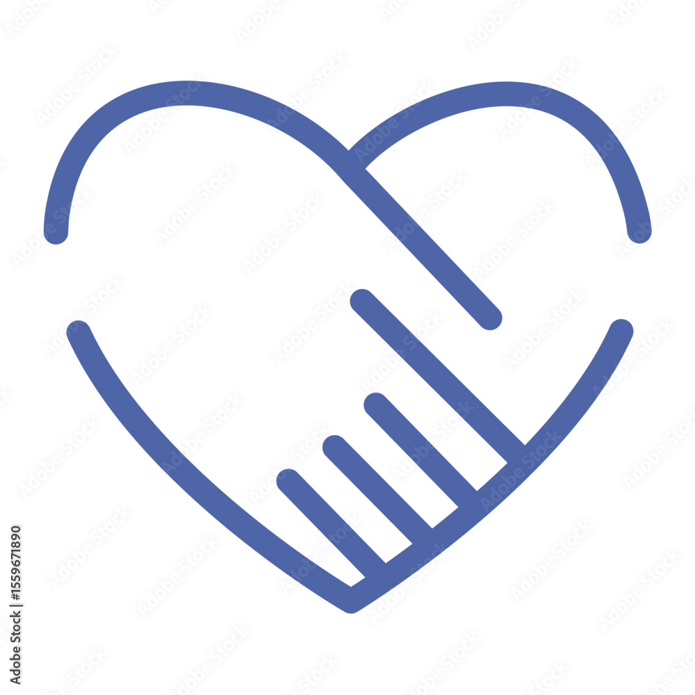 Heart shape outline with a hand reaching inside it in blue color on a white background vector art Heart shape outline with a hand reaching inside it in blue color on a white background vector art