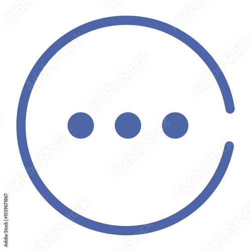 Blue outlined circle with a gap and three blue circles inside representing more options available here