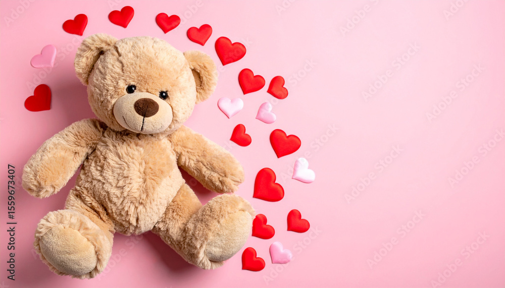 Teddy Bear with Hearts with Copy Space Teddy Bear with Hearts with Copy Space