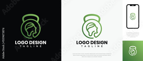 fitness logo design template human head. fitness human logo icon