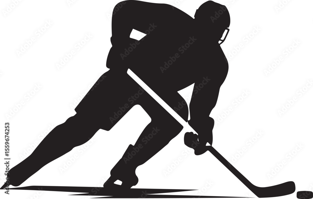 Fototapeta premium Hockey Referee and Player Black Vector Set – Game Moments