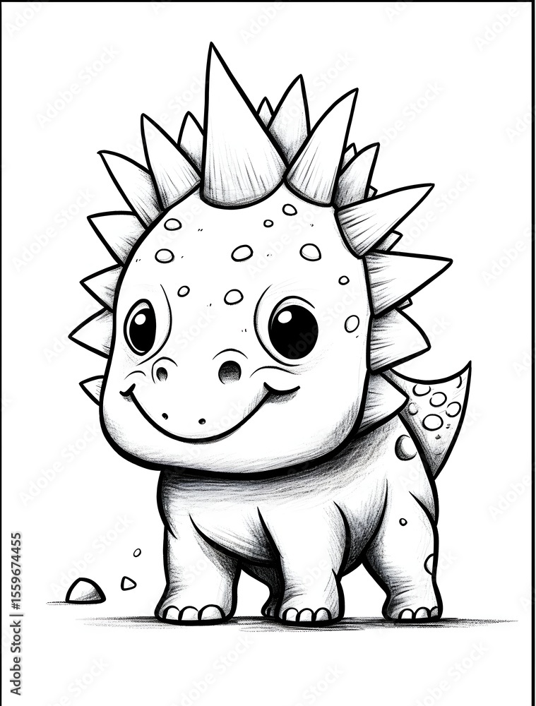 Fototapeta premium Cute dinosaur coloring page