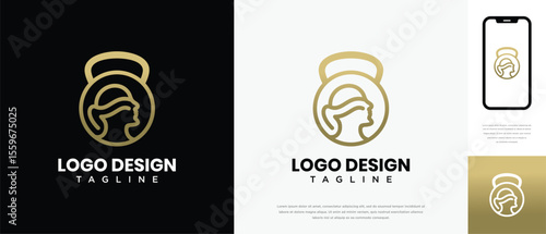 fitness logo design template human head. fitness human logo icon
