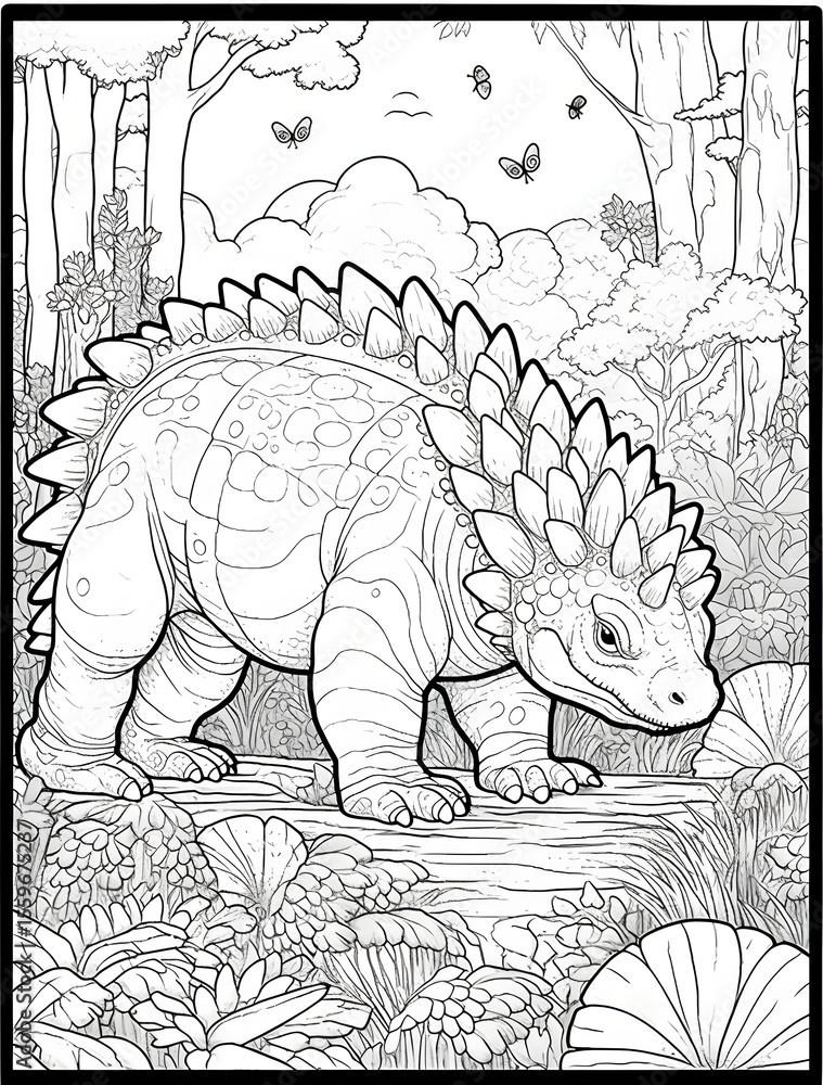 Fototapeta premium Stegosaur coloring page