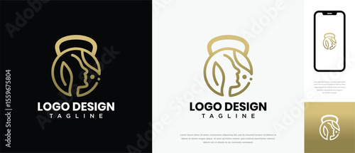 fitness logo design template human head. fitness human logo icon