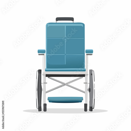 Blue wheelchair, travel equipment for transport and delivery, isolated on white background