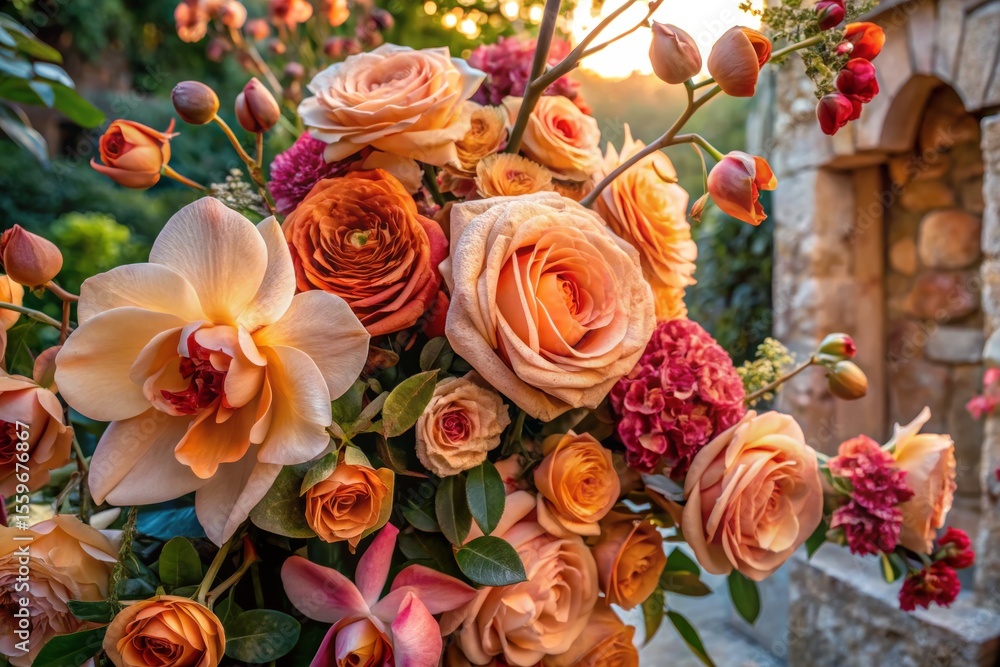 Fototapeta premium Romantic Floral Arrangement with Roses