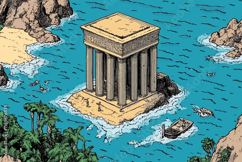 ancient building in the sea
