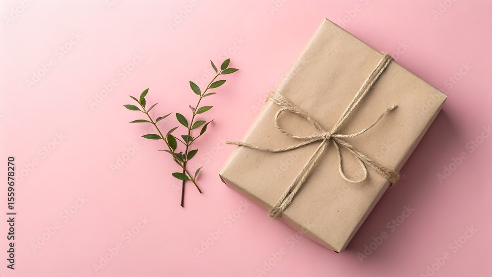Pink gift box with a pink ribbon and flower, perfect for any holiday or celebration Pink gift box with a pink ribbon and flower, perfect for any holiday or celebration