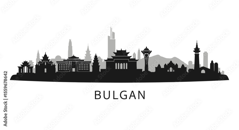 Fototapeta premium Bulgan city skyline silhouette with vector.