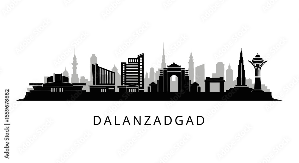 Obraz premium Dalanzadgad city silhouette with Mongolia skyline.