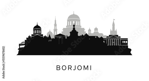 Borjomi skyline Georgia city silhouette vector.
