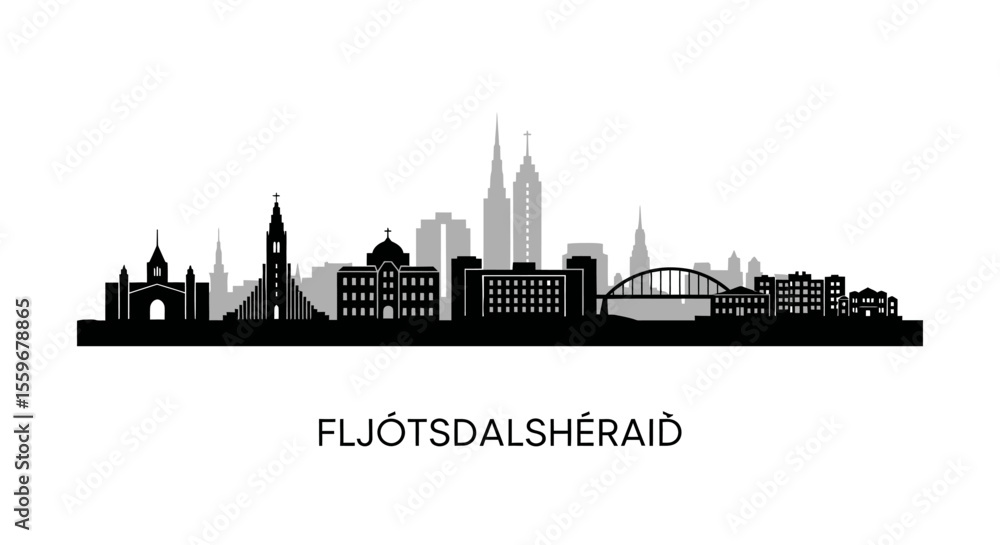 Fototapeta premium Fljtsdalshra Iceland Skyline Silhouette. (1)