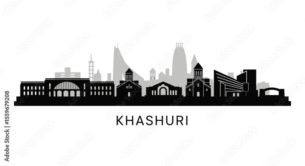 Fototapeta premium Khashuri Skyline Cityscape Vector Illustration.