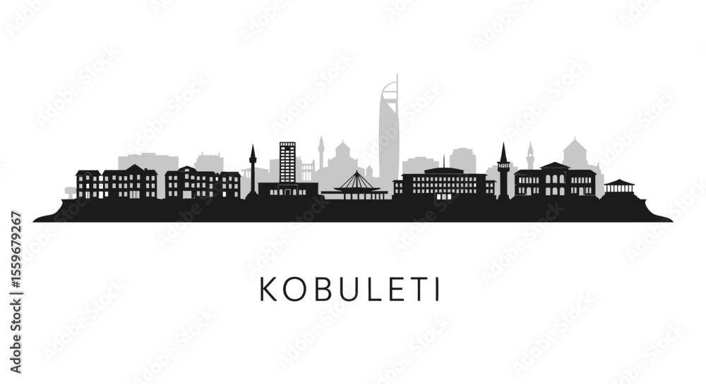 Obraz premium Kobuleti with Georgia Skyline Silhouette.