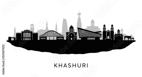 Khashuri Skyline Georgia Silhouette.