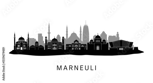 Marneuli Georgia Skyline with Black Silhouette.