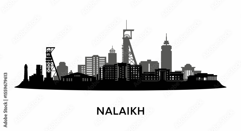 Obraz premium Nalaikh with Mongolia Cityscape Silhouette Vector.