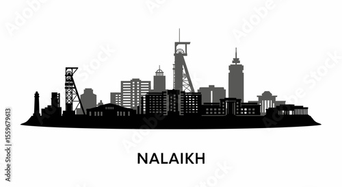 Nalaikh with Mongolia Cityscape Silhouette Vector.