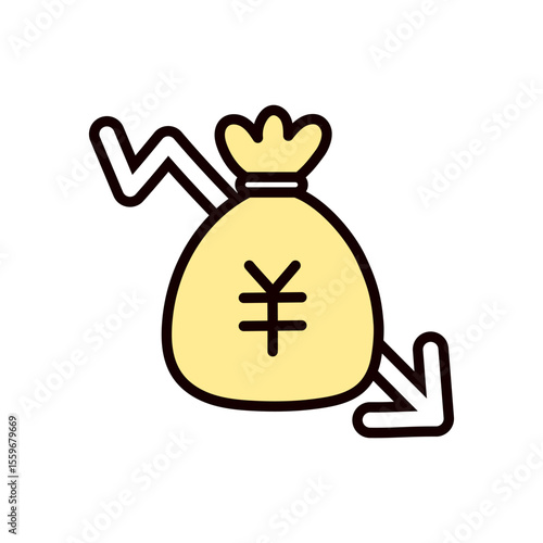 お金袋と矢印のアイコンイラスト