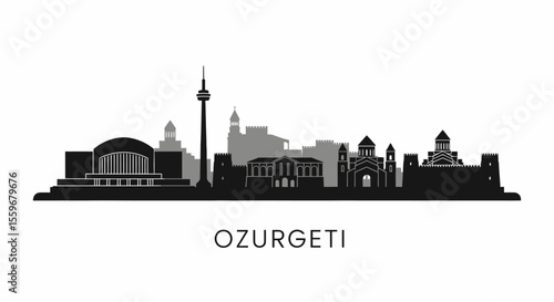 Ozurgeti Georgia skyline silhouette.