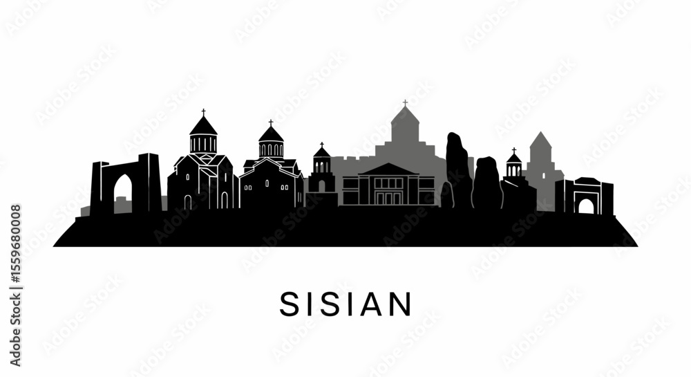 Obraz premium Sisian with Armenia skyline Silhouette Landmark.