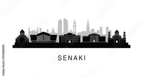 Senaki with Georgia Skyline Cityscape Icon Vector.