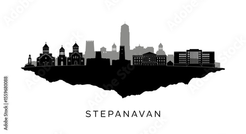 Stepanavan Skyline Armenia with Cityscape Silhouette.