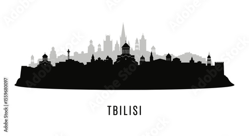 Tbilisi Skyline Black silhouette of the city.