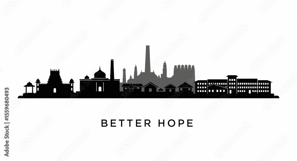 Naklejka premium Better Hope city silhouette skyline with vector.