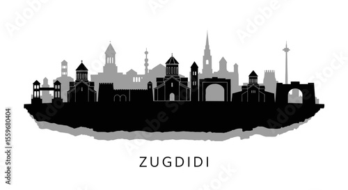 Zugdidi Skyline Georgia City Silhouette.