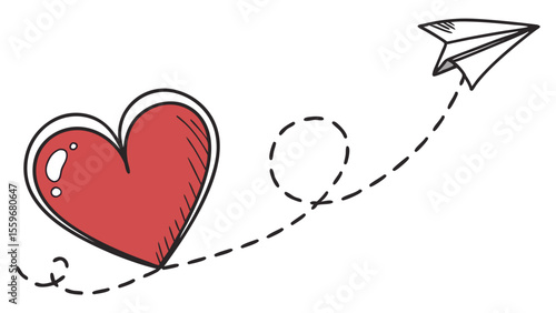 Heart Balloon Doodle Set – Whimsical Love & Flight Illustrations