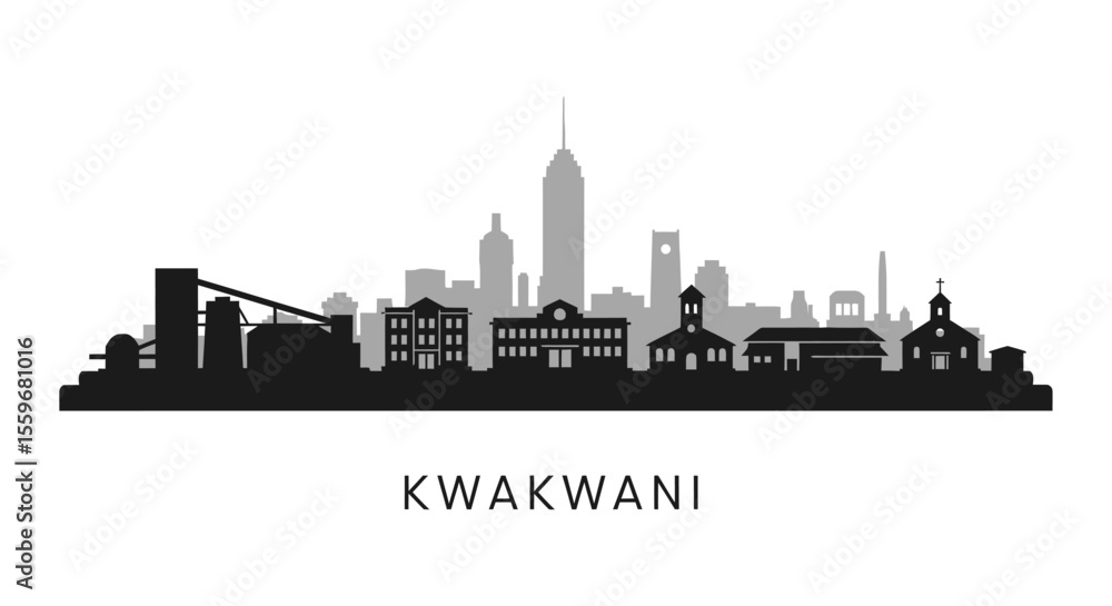 Naklejka premium Kwakwani Silhouette Cityscape Vector.